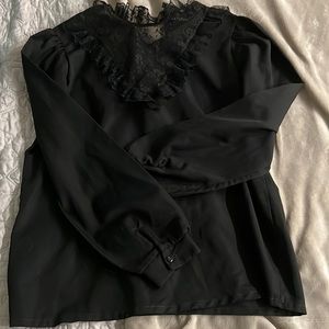 Vintage black high neck blouse - lady holiday brand